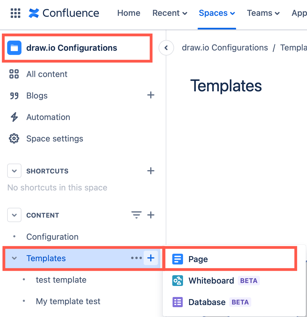 Add a new category to store custom template diagrams in Confluence Cloud