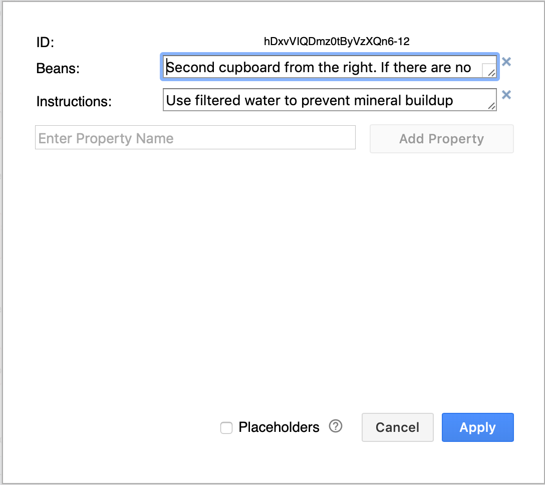 You can add multiple properties to a shape's metadata