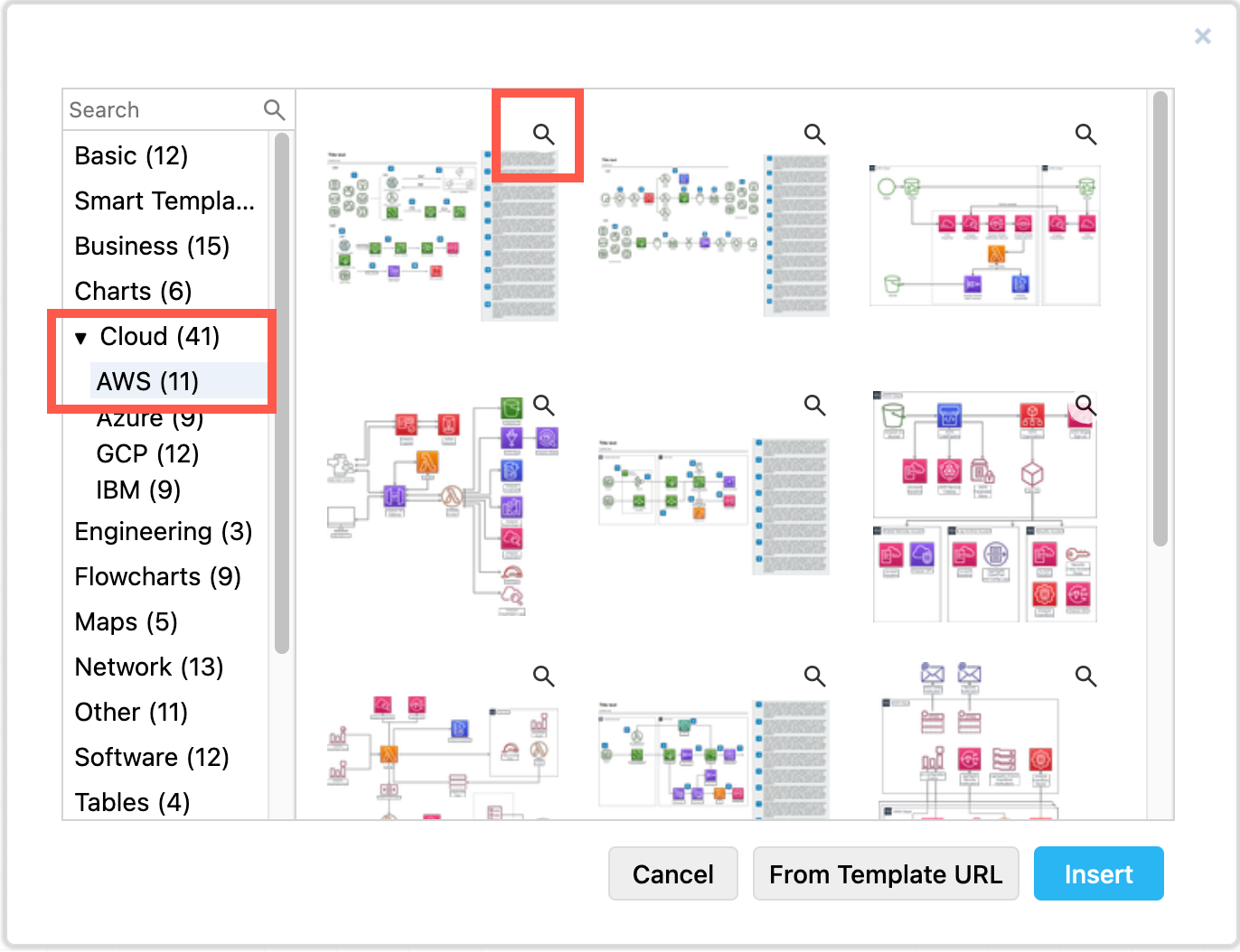 Start your infrastructure diagram with an AWS template in draw.io