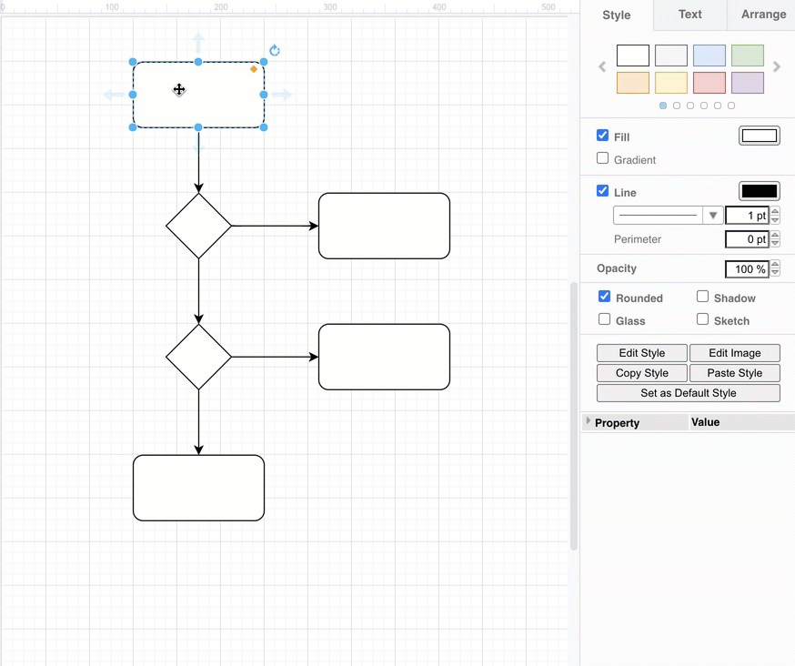 Draw a basic flowchart to get familiar with the draw.io diagram editor