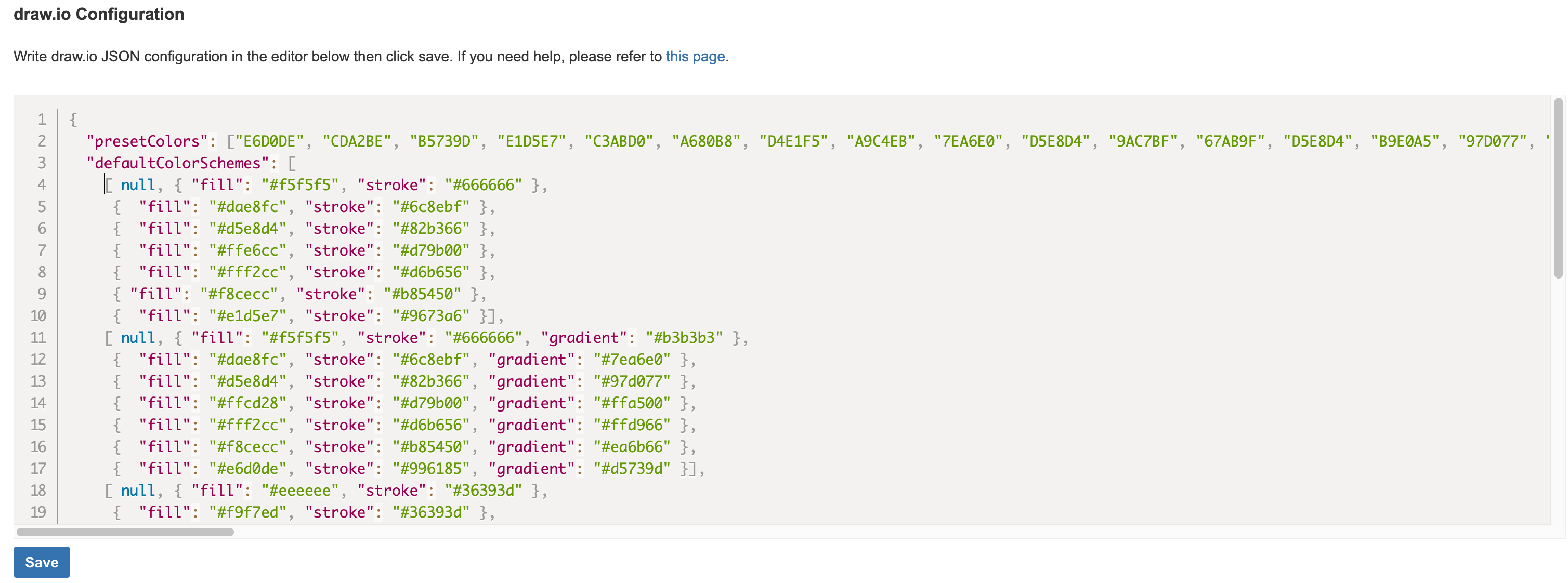 Changing the default colour palettes in draw.io for Confluence Cloud