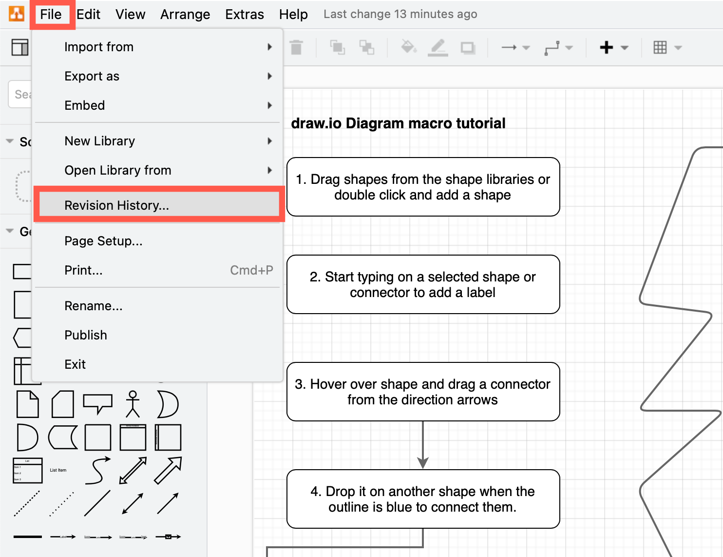 Click on File > Revision History in the full draw.io Diagram editor to see all the diagram versions