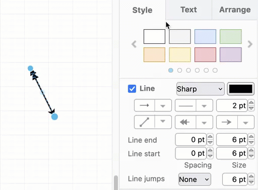 Change the size of an arrow on a connector by changing its Linewidth