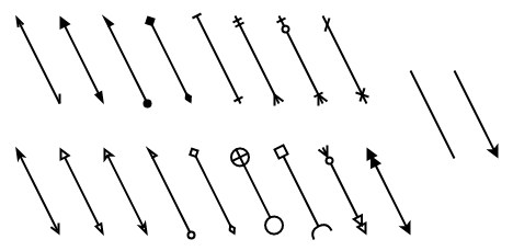 There are a wide range of arrow heads you can use at either end of connectors in draw.io