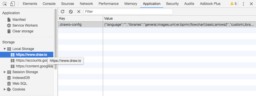 Current settings for draw.io are saved in local storage in your browser