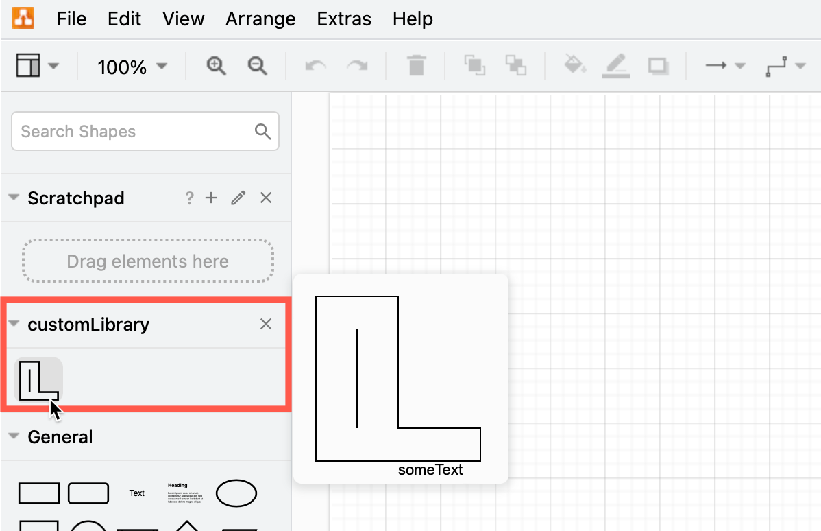 Custom libraries appear under the scratchpad in Confluence Cloud