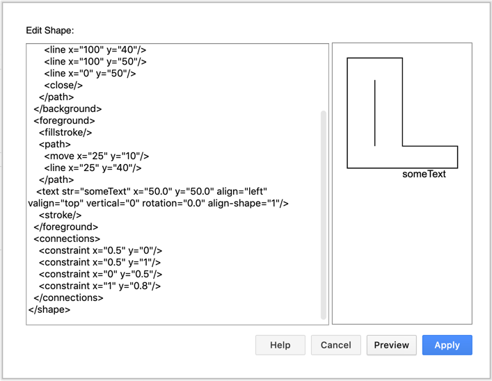 Text has been added to the custom shape