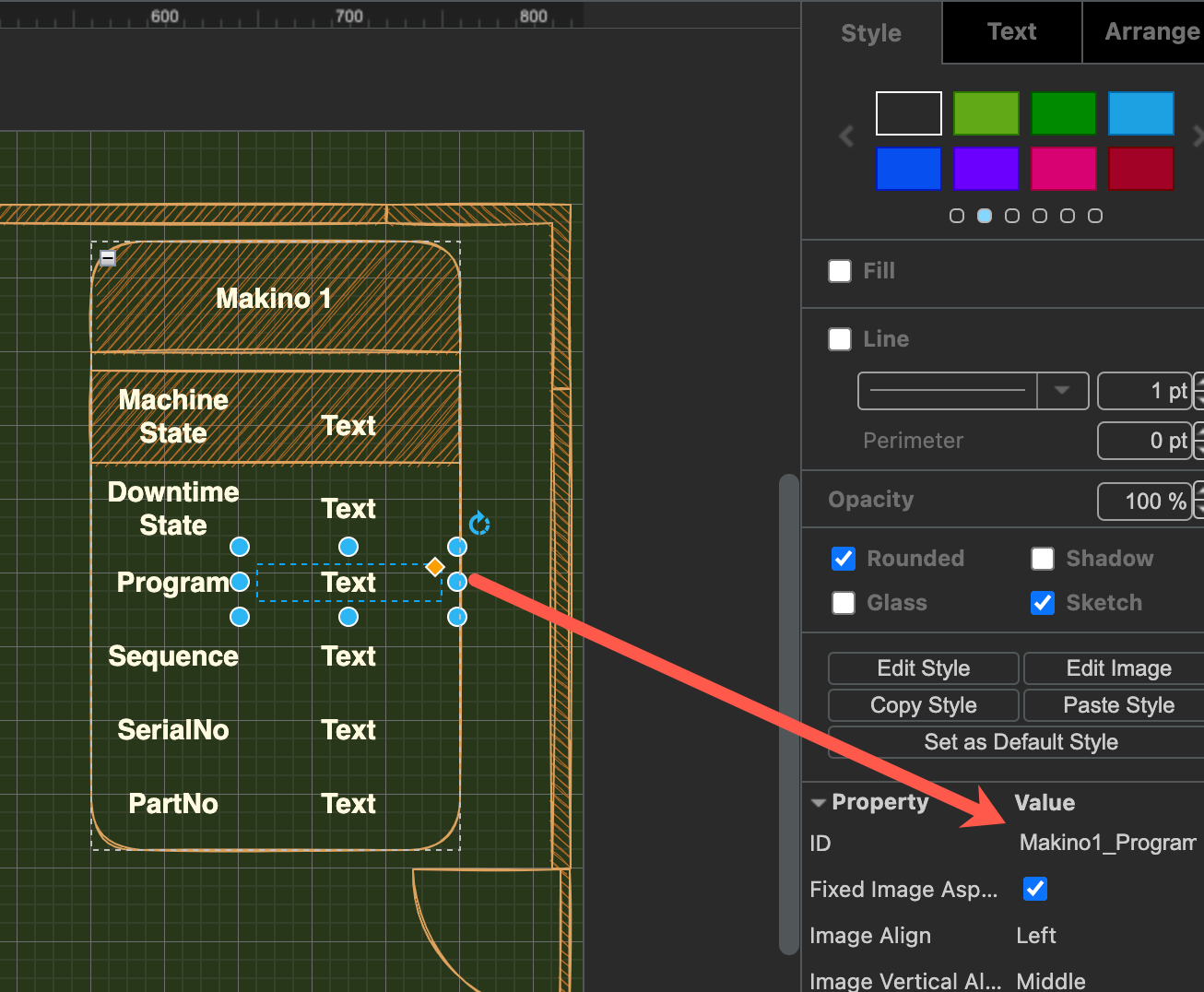 Check each shape has a unique ID assigned in the Properties section of the Style tab in the format panel