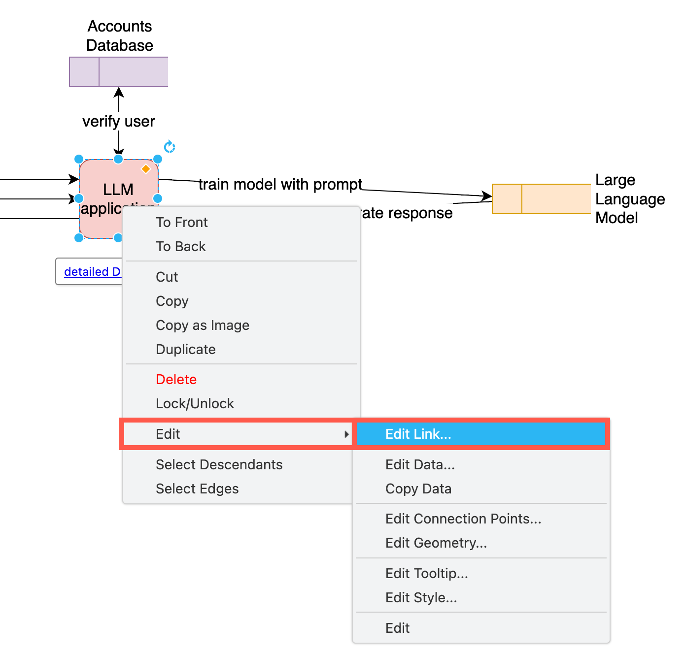 Add a link to processes or entities to let diagram viewers jump to a diagram that documents in more detail