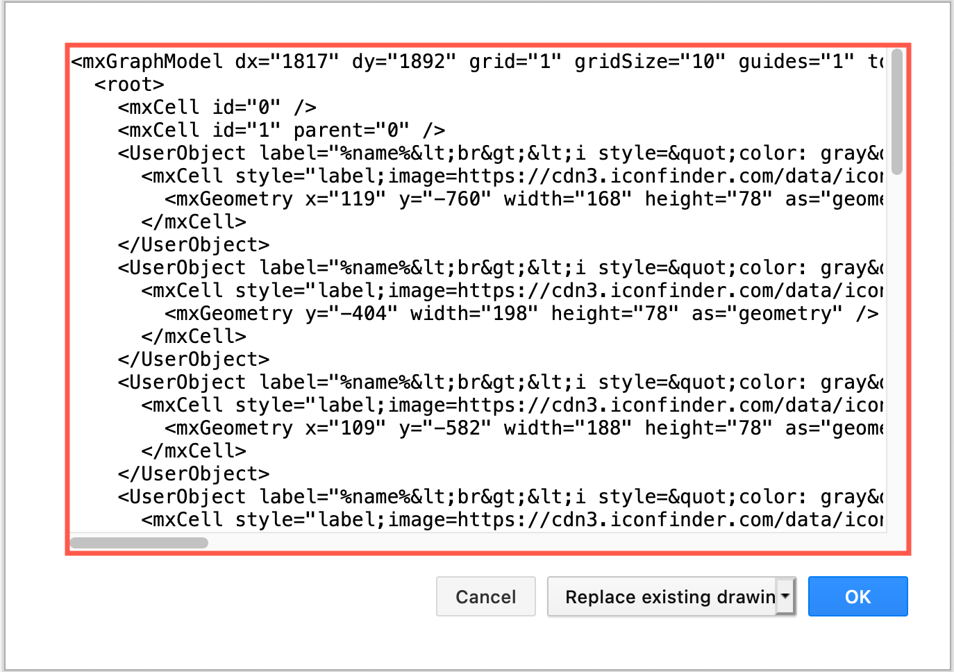 Click Extras > Edit Diagram to view the XML source of your diagram