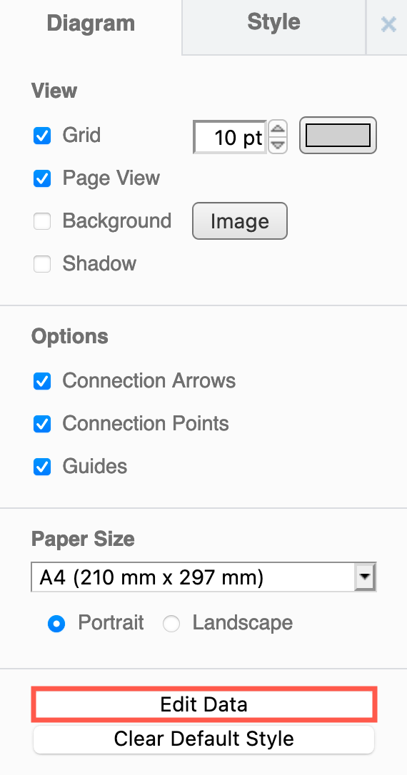 Click on Edit Data to see the diagram's custom global properties