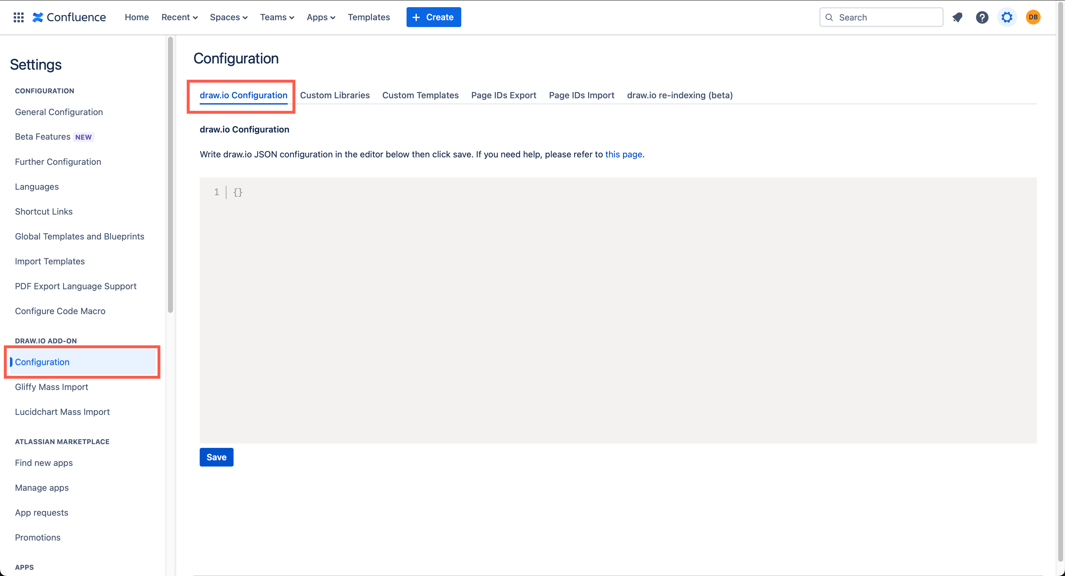 draw.io Configuration in Confluence Cloud