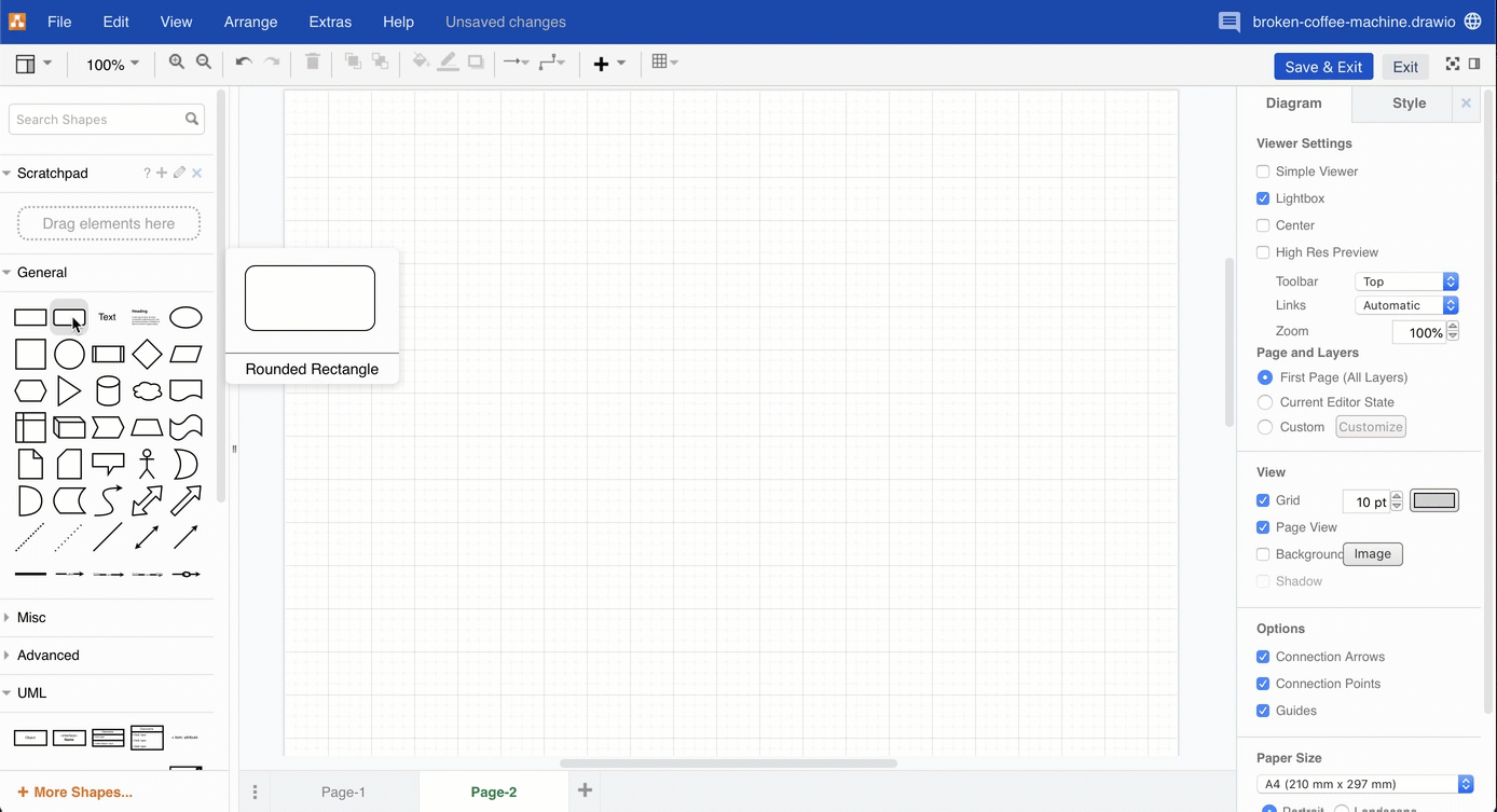 The draw.io editor works in the same way on Confluence Cloud and Data Center/Server