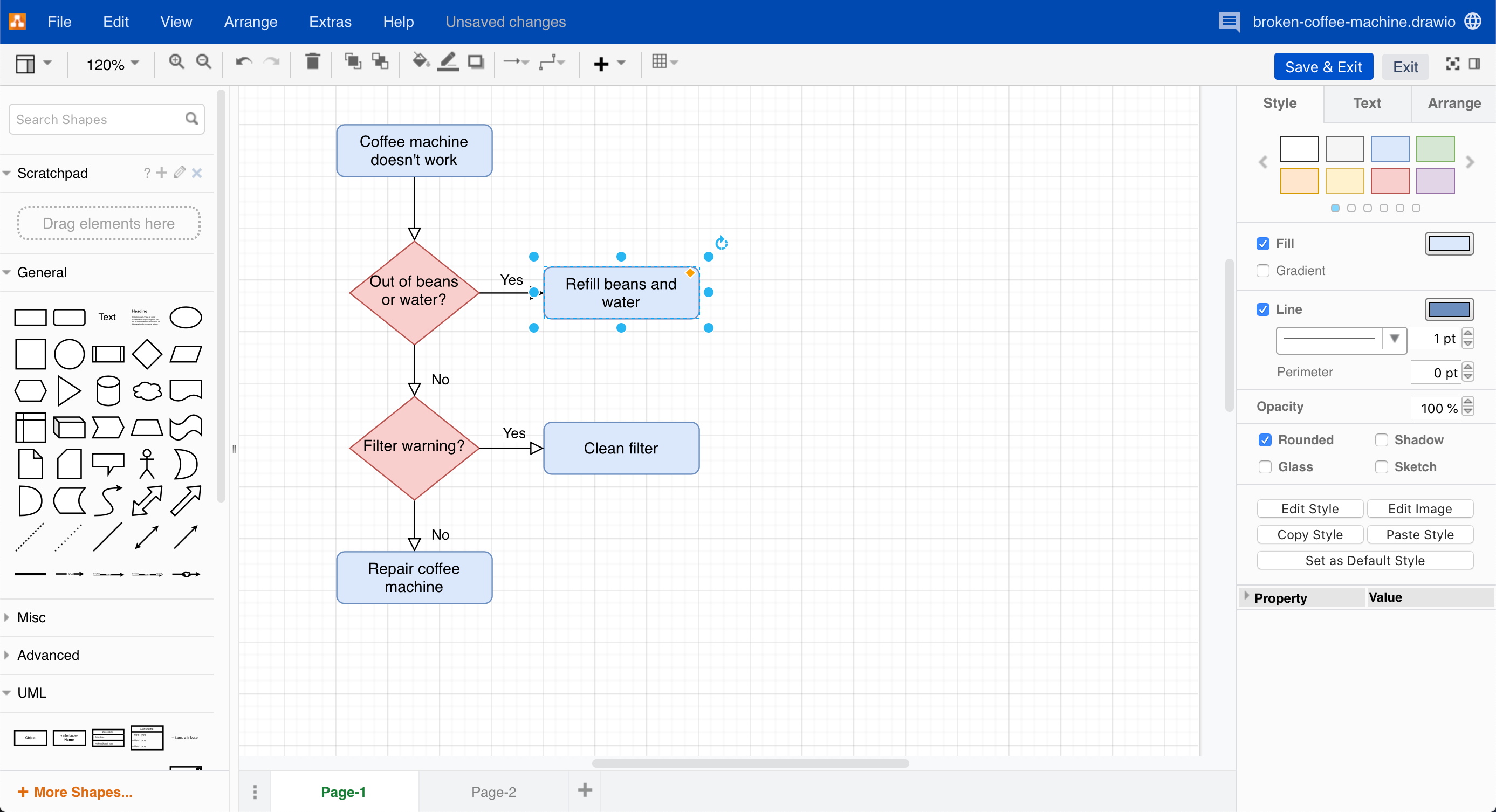 The draw.io diagram editor in Confluence Cloud