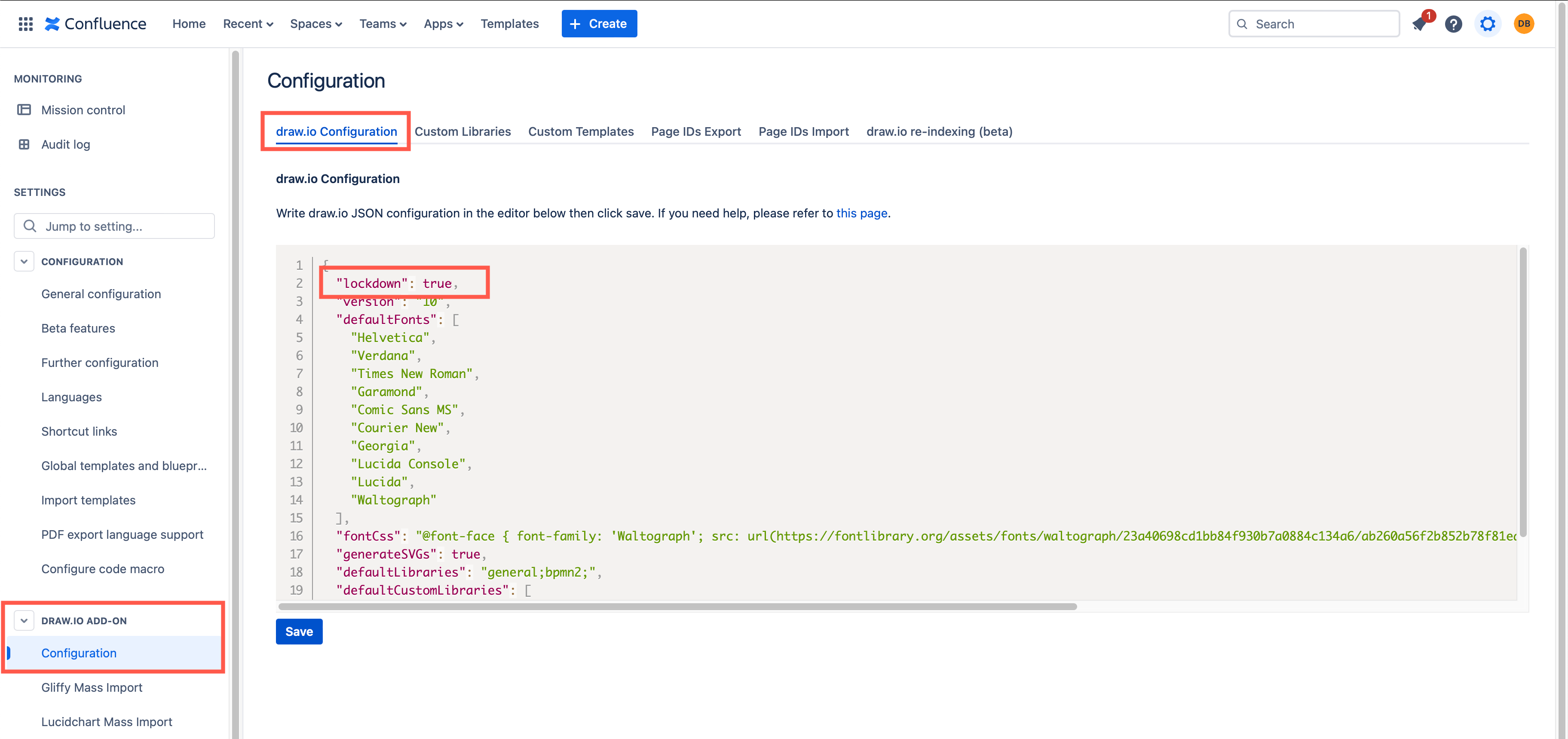 Configure draw.io for Confluence Cloud to lock down your diagram data to match your Atlassian data residency settings