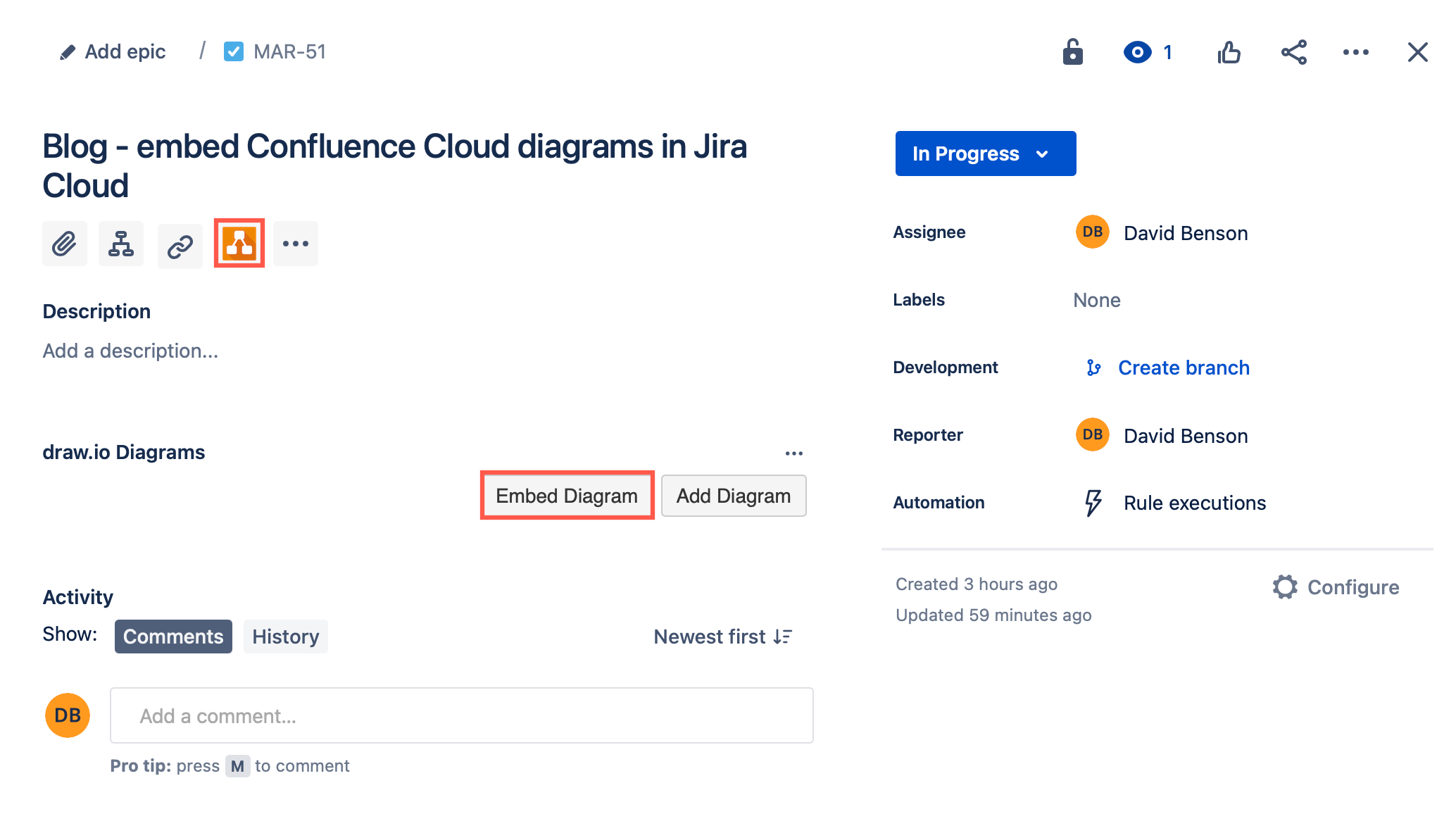 Embed a draw.io diagram from a Confluence Cloud instance to a Jira Cloud issue