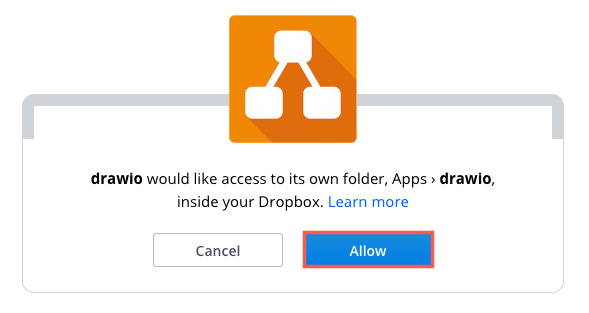 Allow draw.io to use Dropbox as a storage location for your diagram files