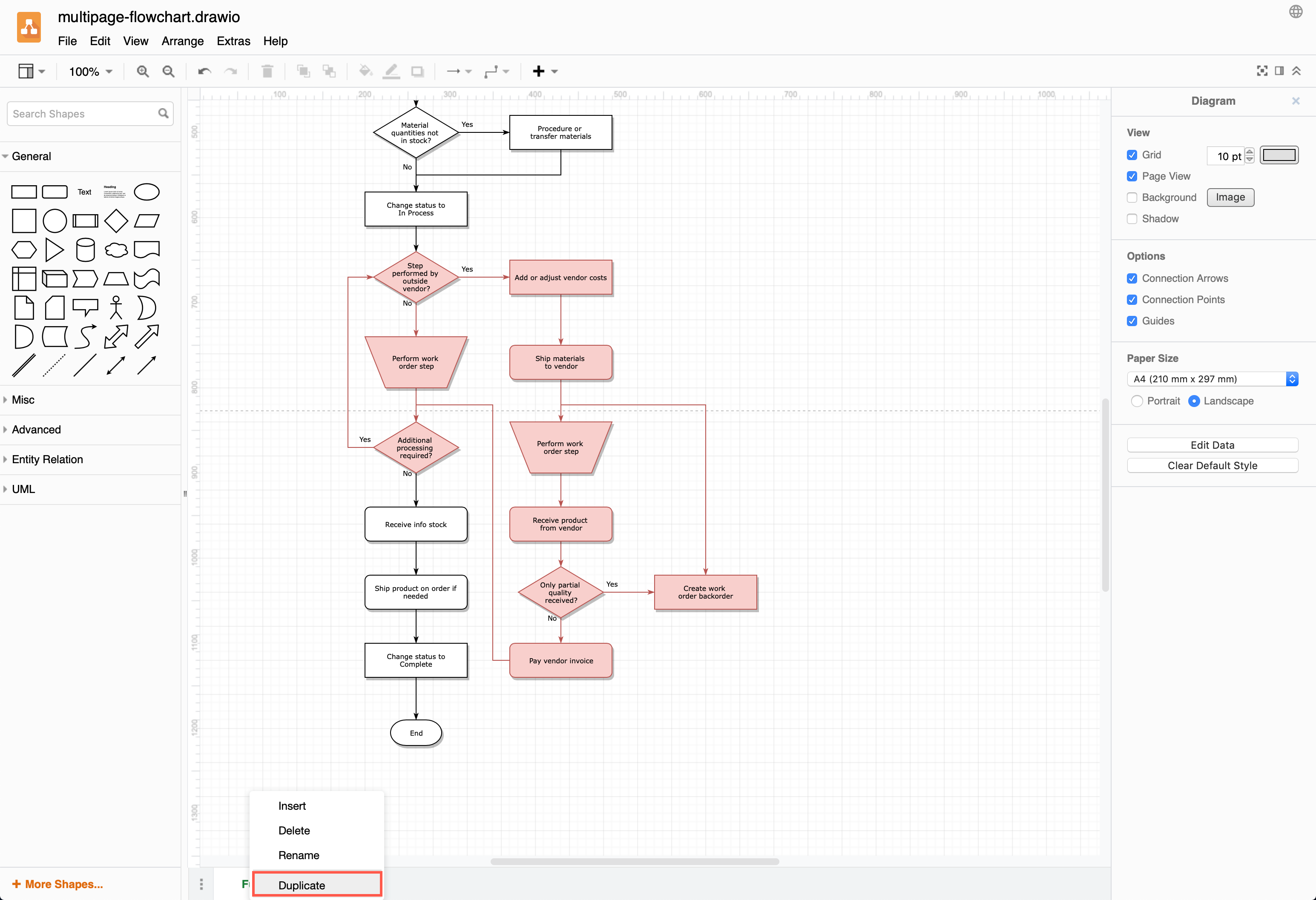 Add a page to a diagram