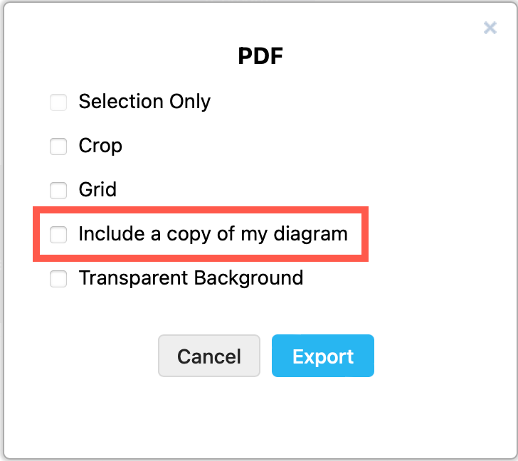 Export a diagram as view only from draw.io when exporting to PNG, SVG, HTML, URL or PDF