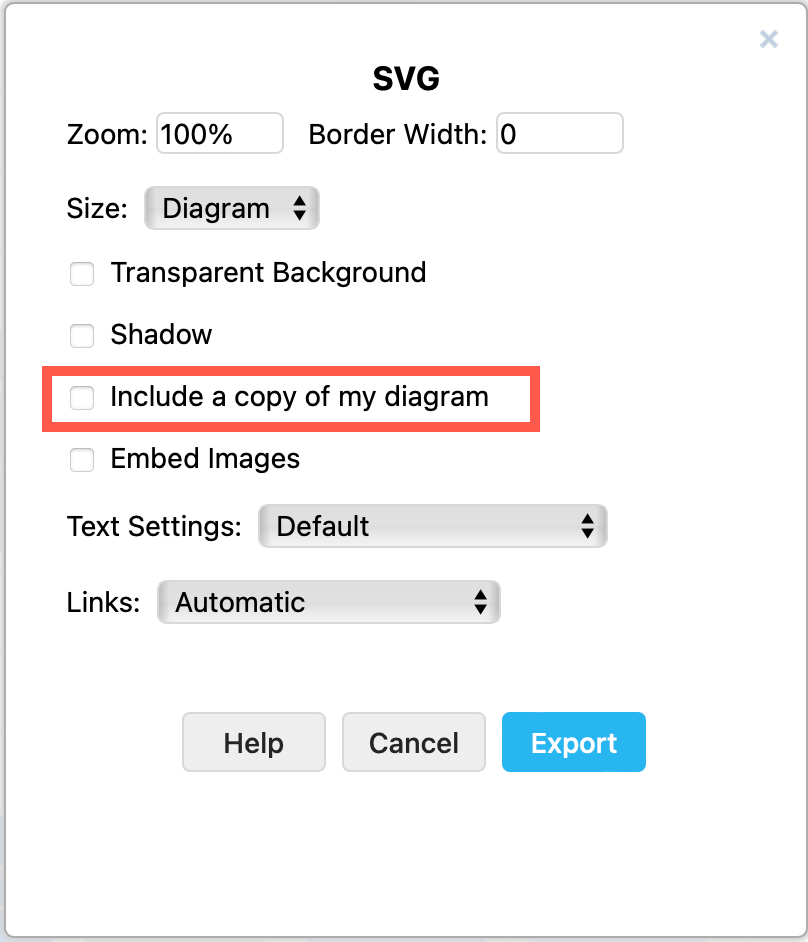 Export a diagram as view only from draw.io when exporting to PNG, SVG, HTML, URL or PDF