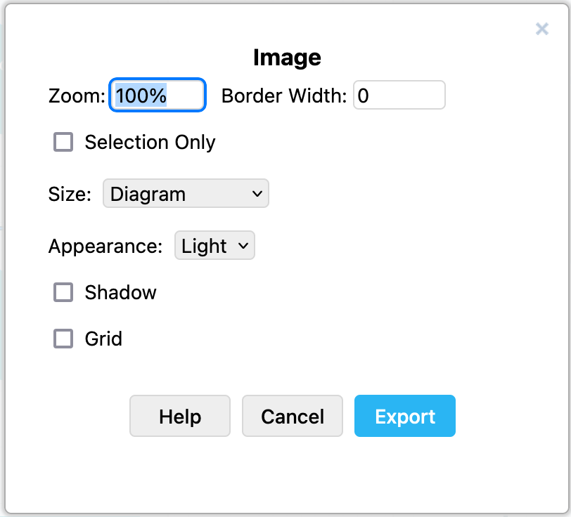 Set the options you wish to use when exporting your diagram to a WebP image file