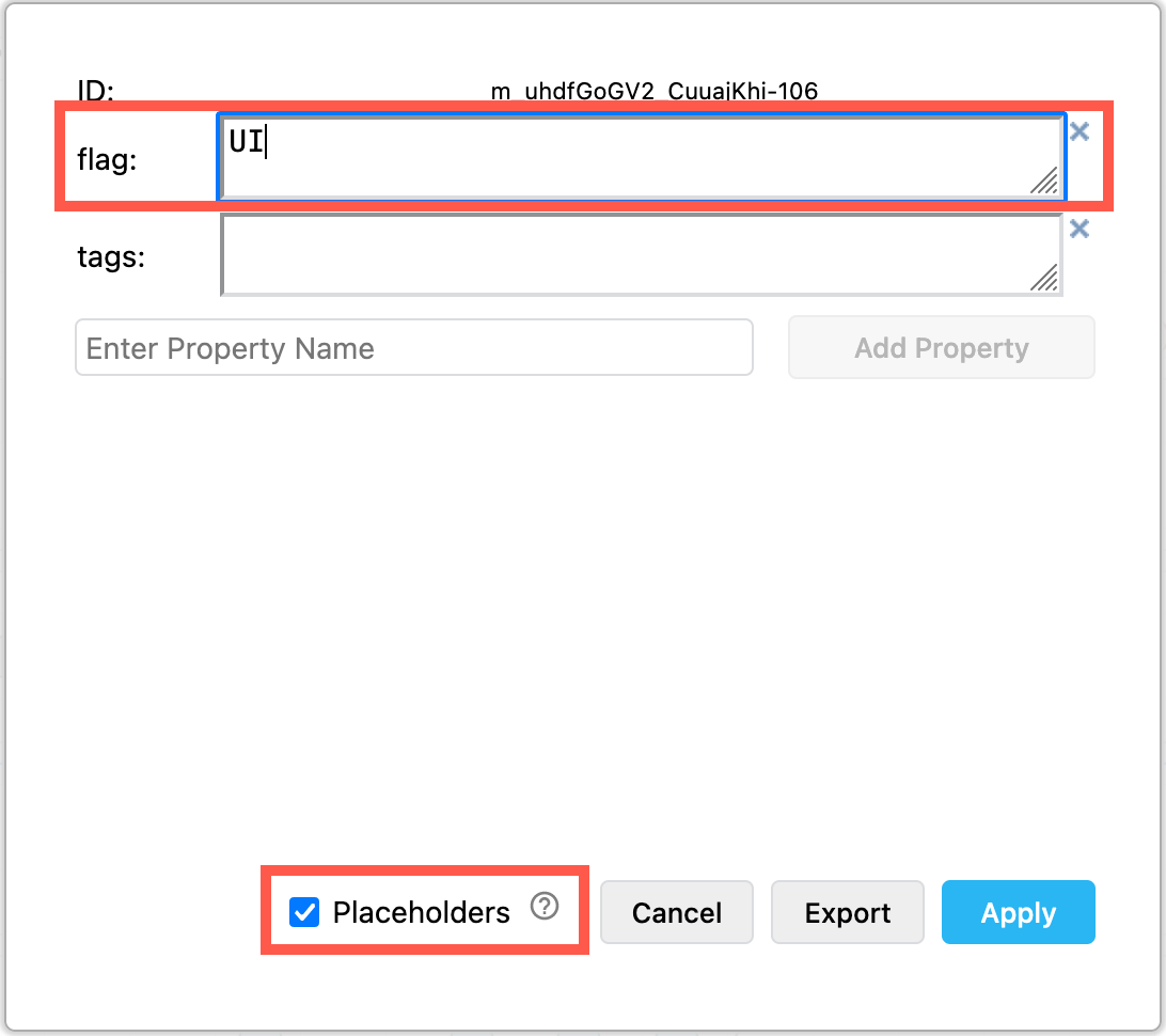 Add the name of the feature flag to a custom property in the container shape
