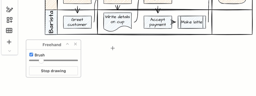 Use the freehand drawing tool in a draw.io Board diagram to markup diagrams or draw shapes with your mouse