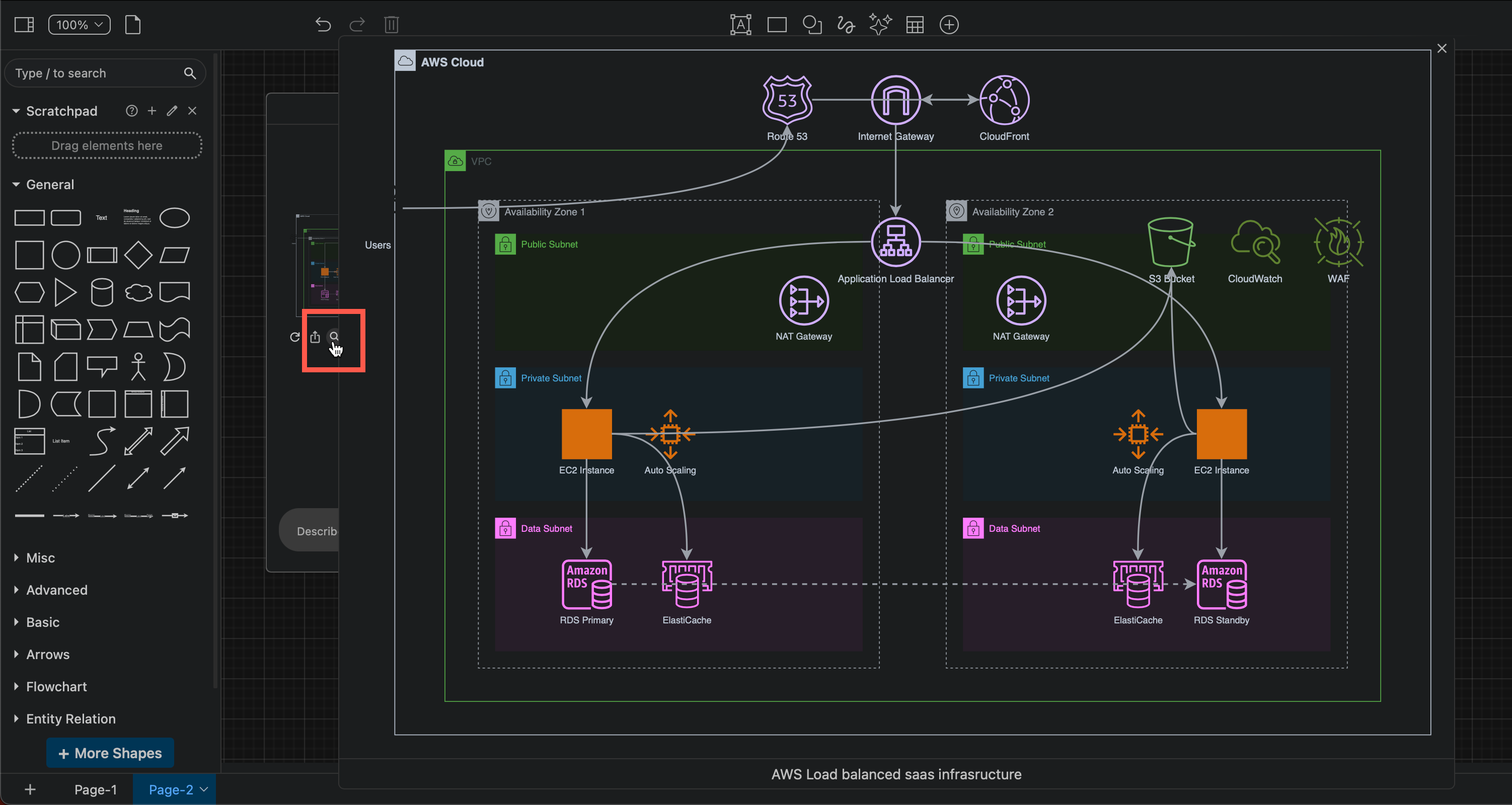 Click on the Preview tool to see a larger preview of your generated diagram in draw.io