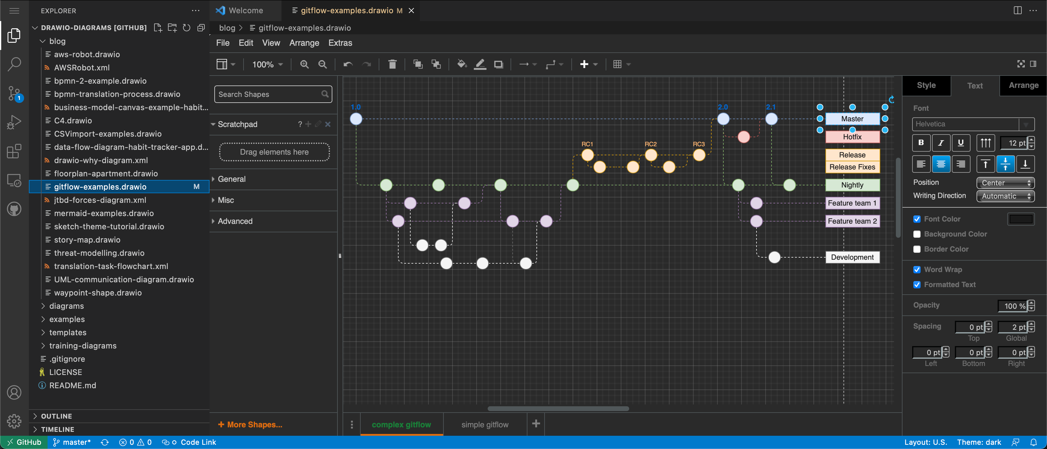 Navigate to and click on a diagram file in your repository via github.dev to open it in the diagram editor