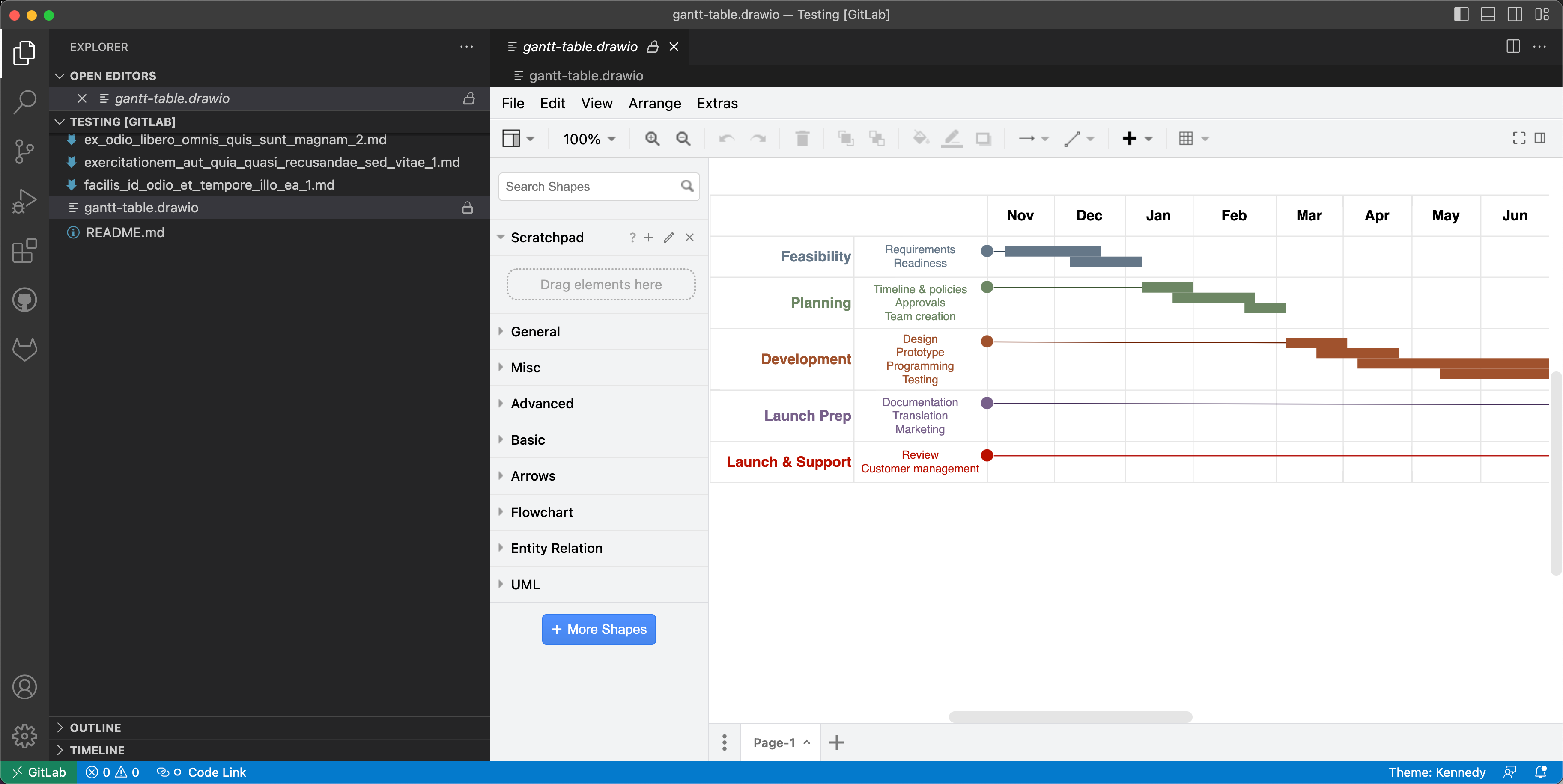 Use the unofficial draw.io extension for VSCode to edit .drawio files stored in a GitLab repository directly in the Visual Studio Code editor