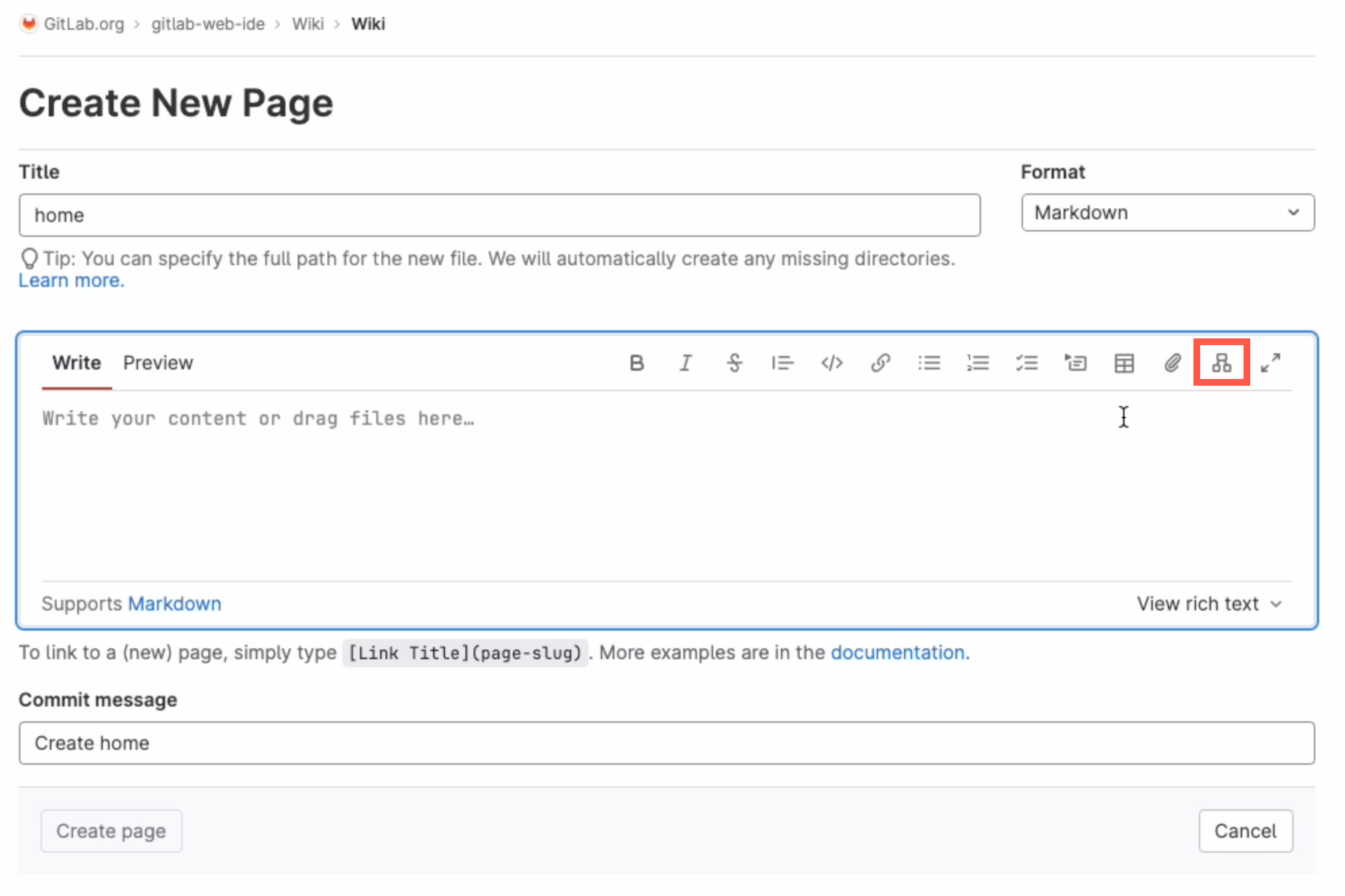 Add a diagram to GitLab in the Markdown editor