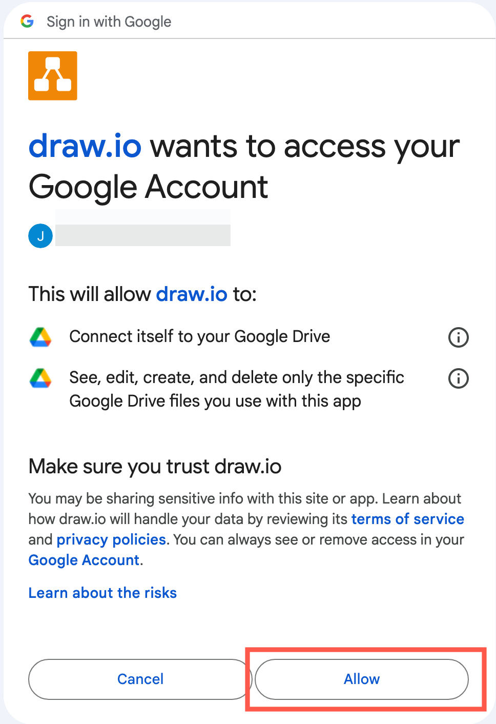 Install the draw.io app for Google Drive via the Google Workspace Marketplace