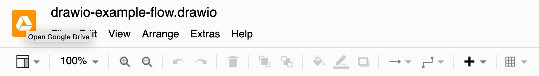 Click on the logo at the top left to return to Google Drive from the draw.io editor