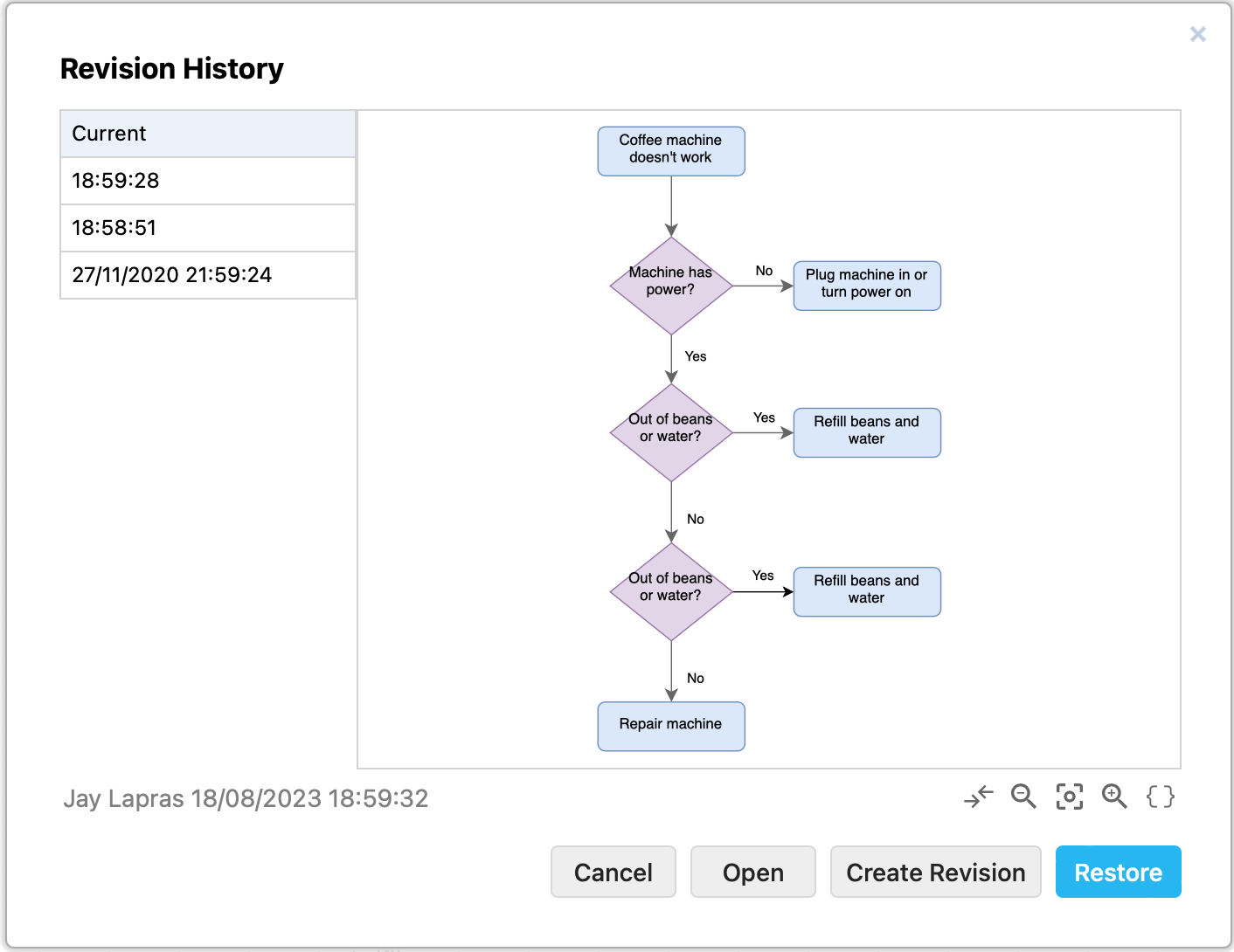 Work with revisions of your diagrams stored on Google Drive in draw.io