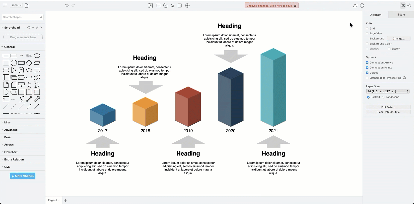 High contrast simplifies the draw.io editor interface so that it is easier to read