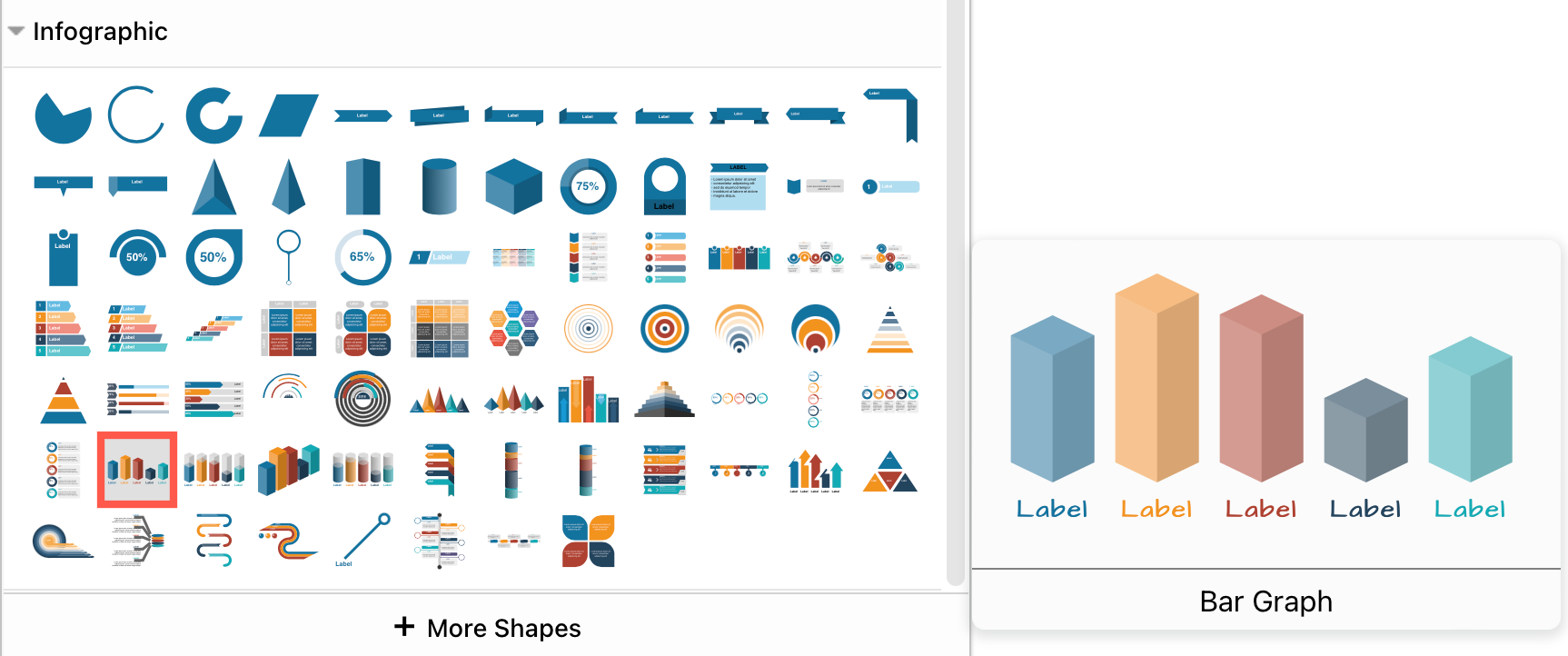 Enable the Infographic shape library to create abstract graphs and charts