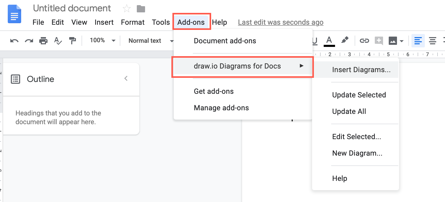 Add a diagram to a Google Doc