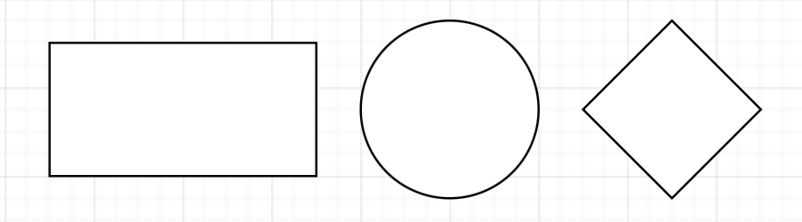 You can insert rectangle, ellipse, and rhombus shapes via the Arrange > Insert menu in draw.io