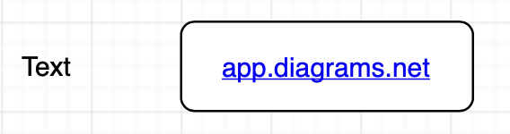 You can insert a text shape and a link in a rectangle via the Arrange > Insert menu in draw.io