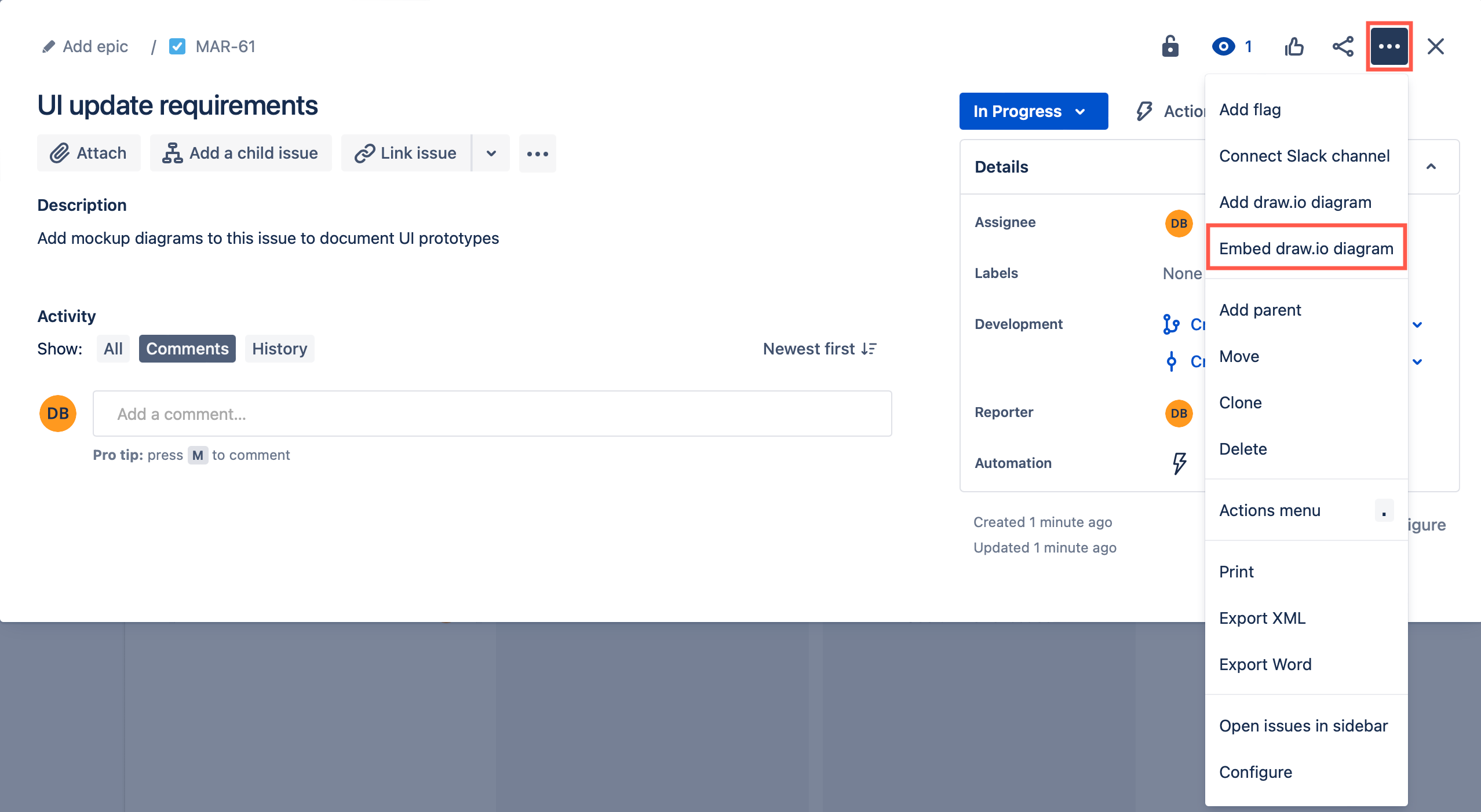 Check the preview of your draw.io diagram before you attach it to your Jira Cloud issue