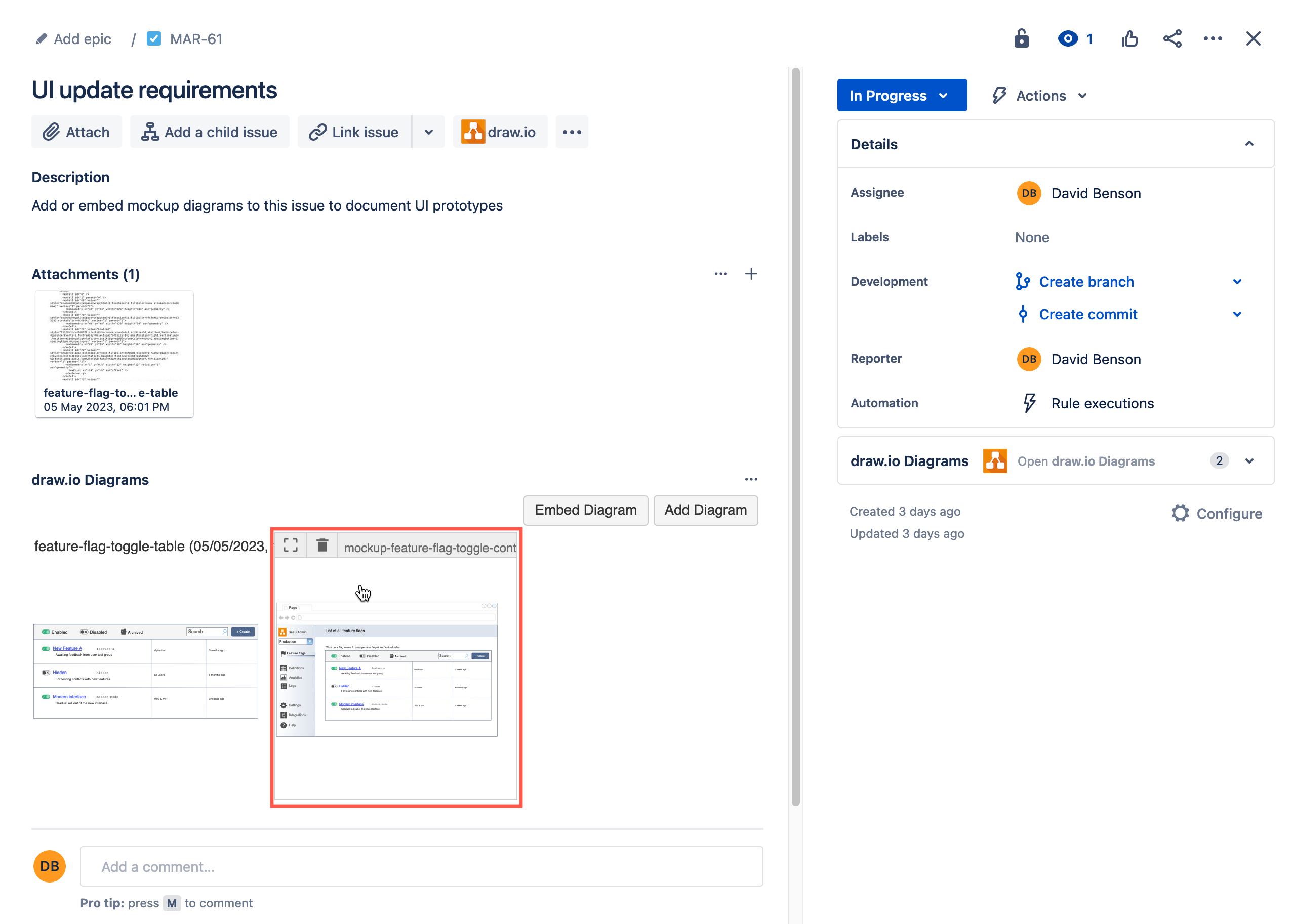 Check the preview of your draw.io diagram before you attach it to your Jira Cloud issue