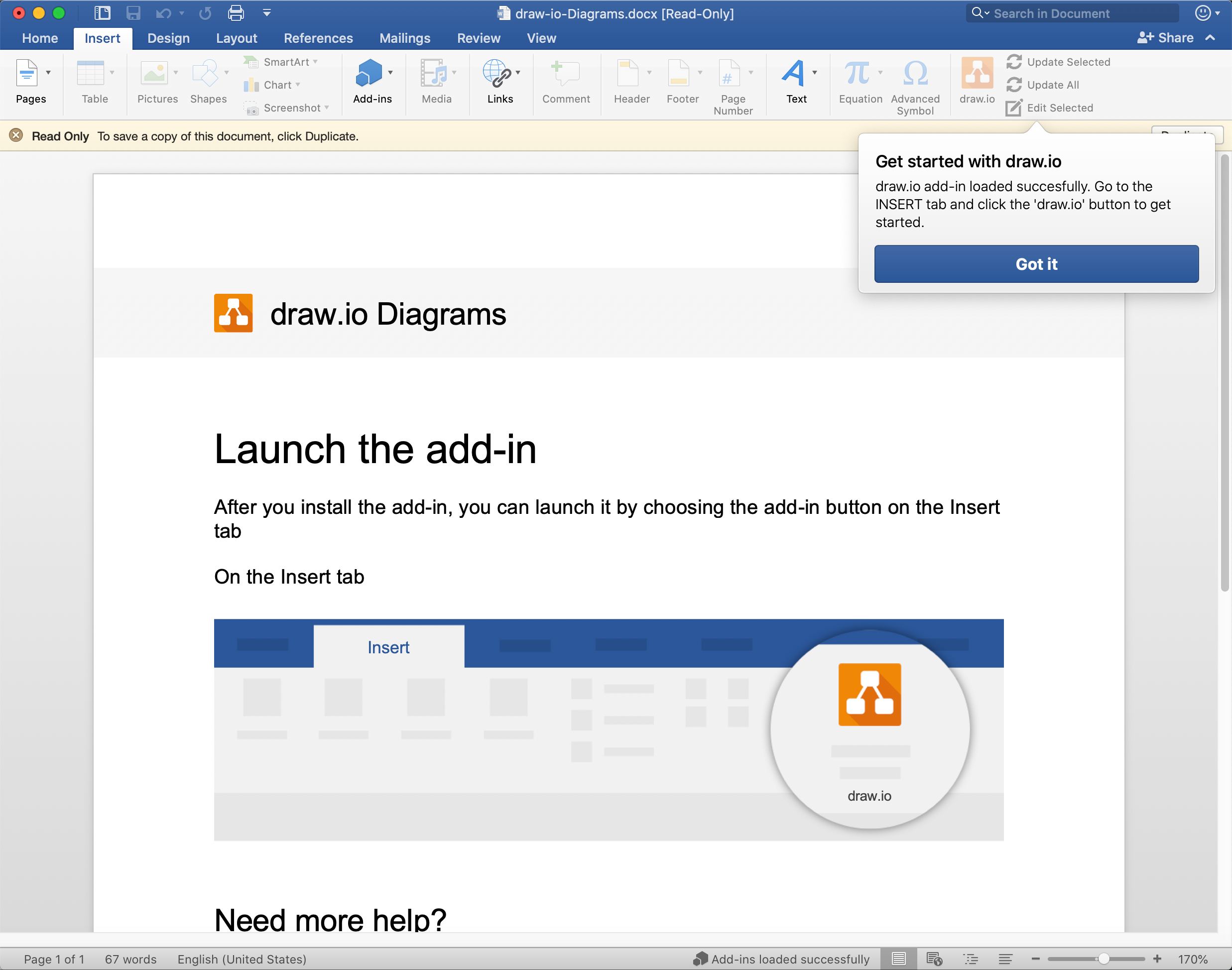 Learn how to use the draw.io add-in in your Microsoft product