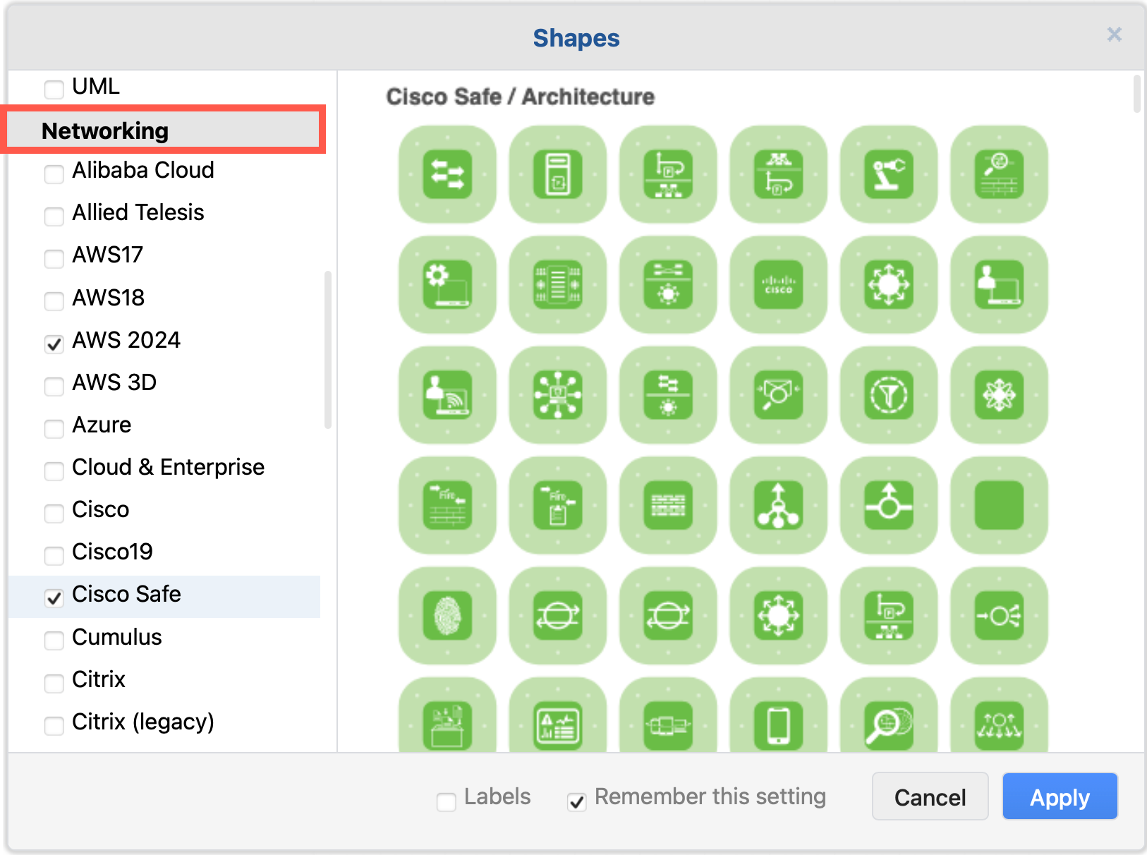 Networking shape libraries in draw.io