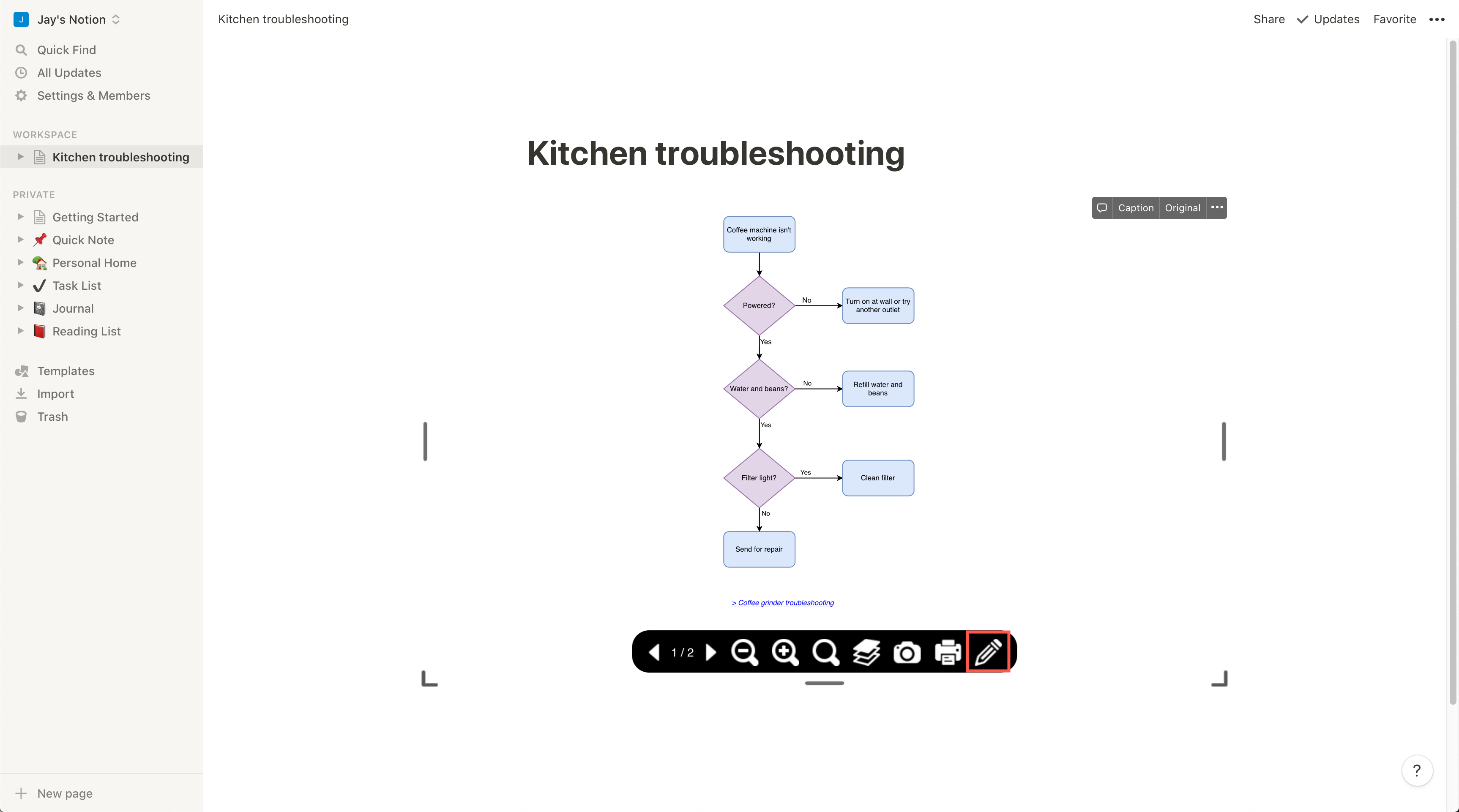 Click the pen icon to open a copy of the diagram in the draw.io editor