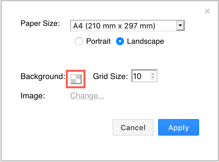 Change the background colour of a diagram via the Page Setup dialog