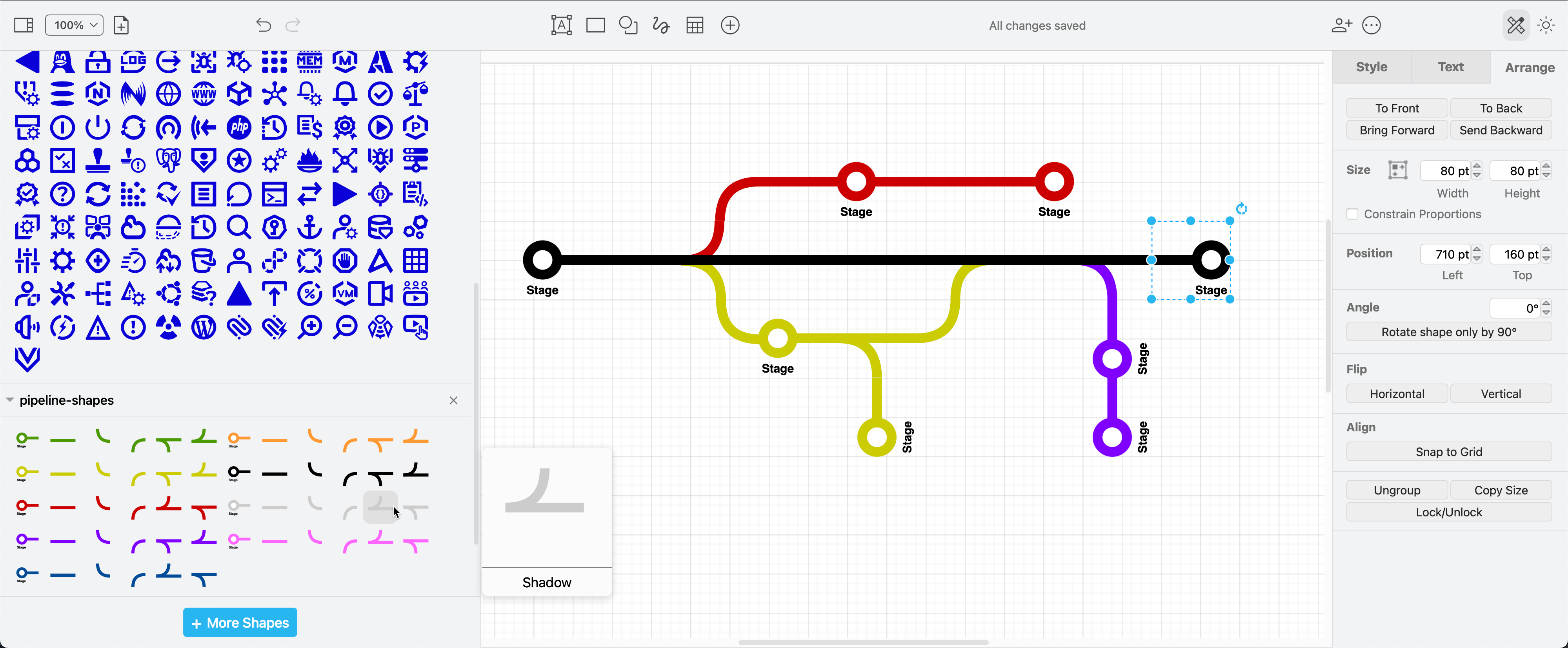 Open the pipeline and cloud security custom shape libraries from GitHub to draw devops and cloud security pipeline diagrams