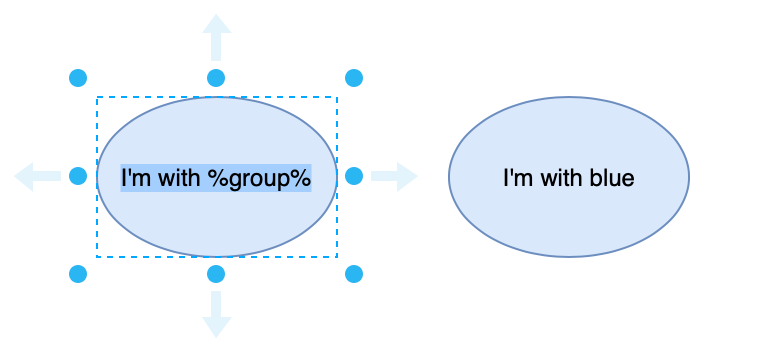 Add a placeholder to a shape label, for example %group%