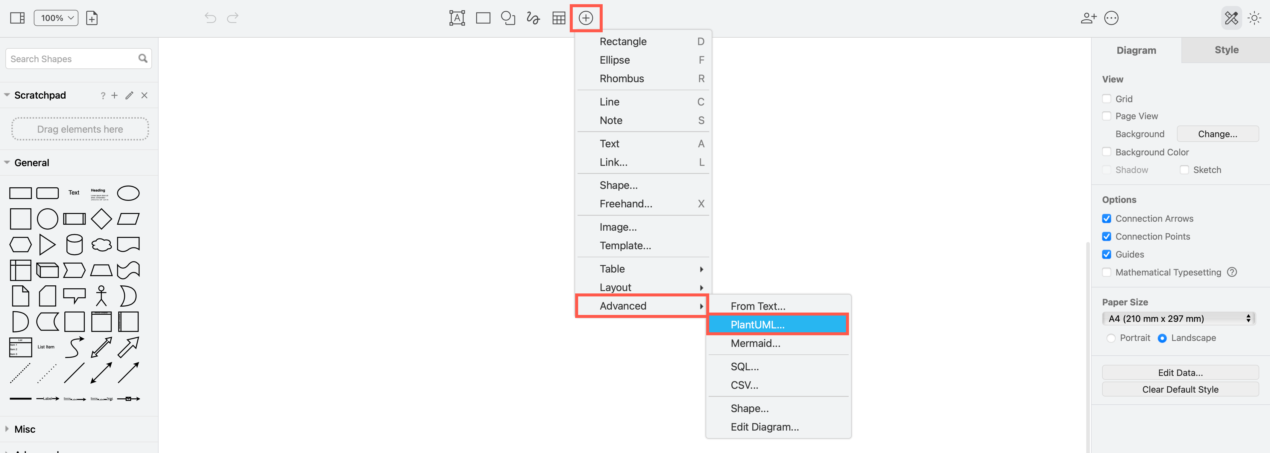 Draw diagrams quickly from PlantUML text descriptions in draw.io