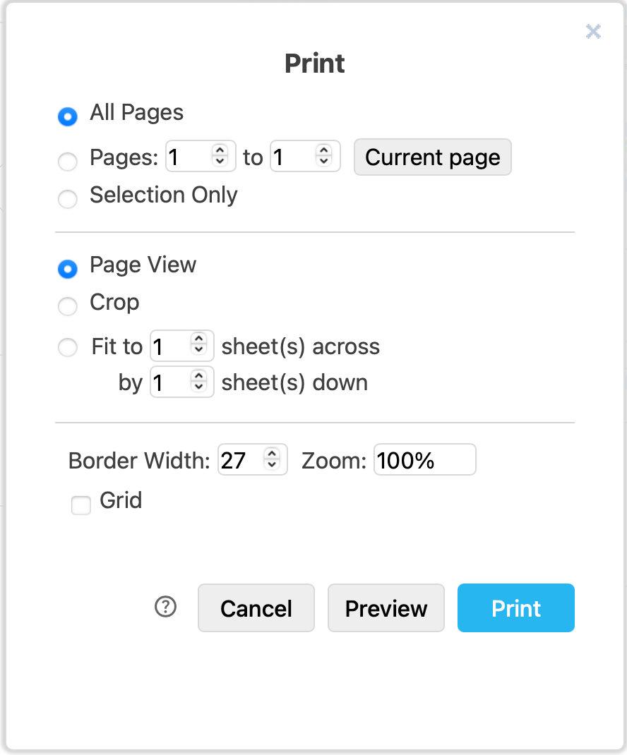 Print to a PDF file from the print dialog in draw.io