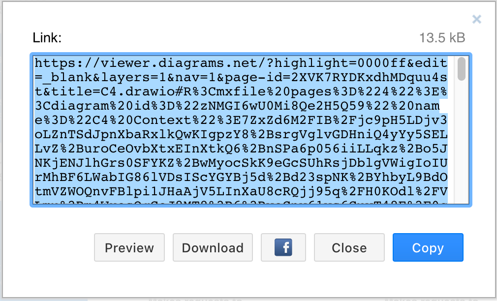 Copy the generated link and share it with your intended diagram viewers